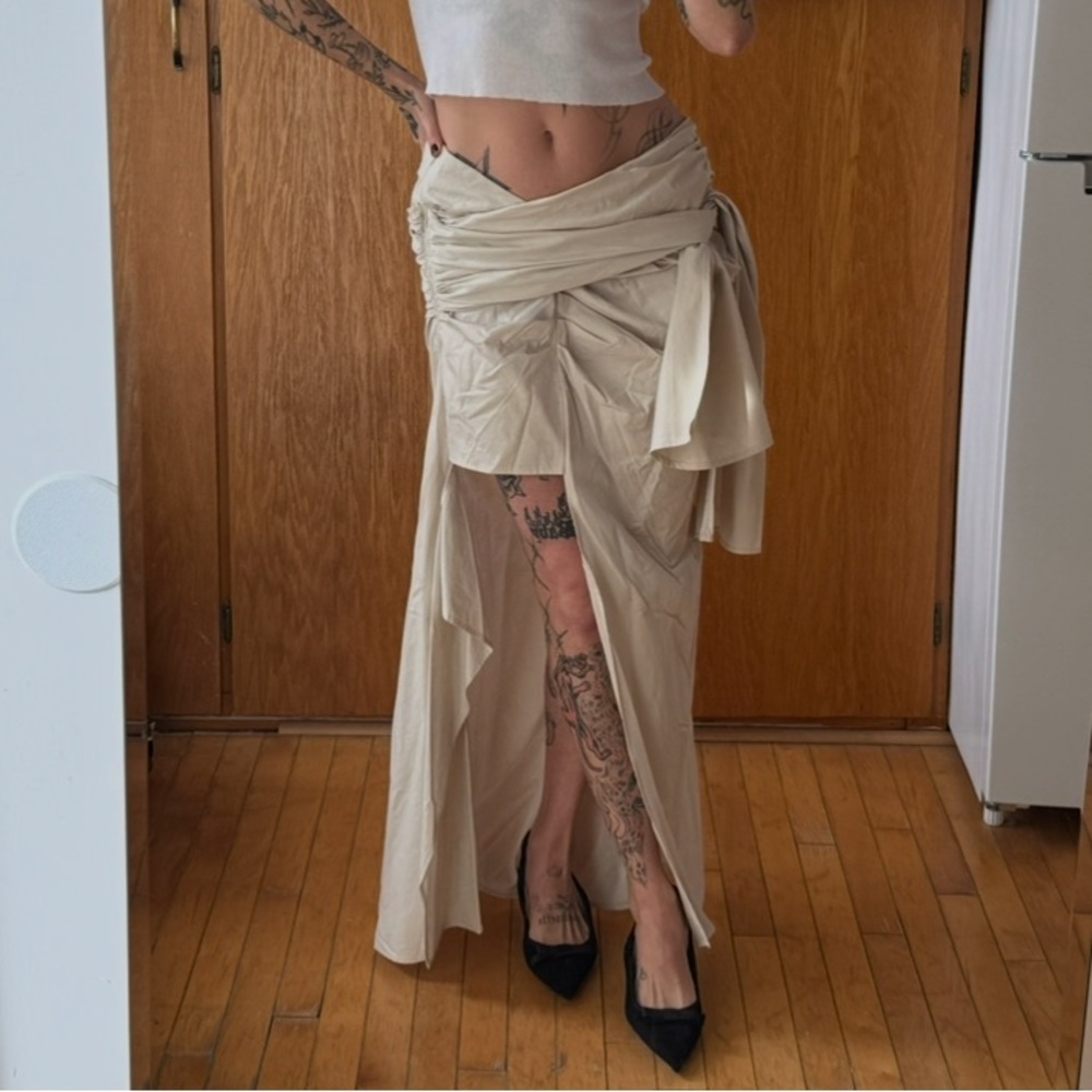 Elegant Cream Maxi Skirt